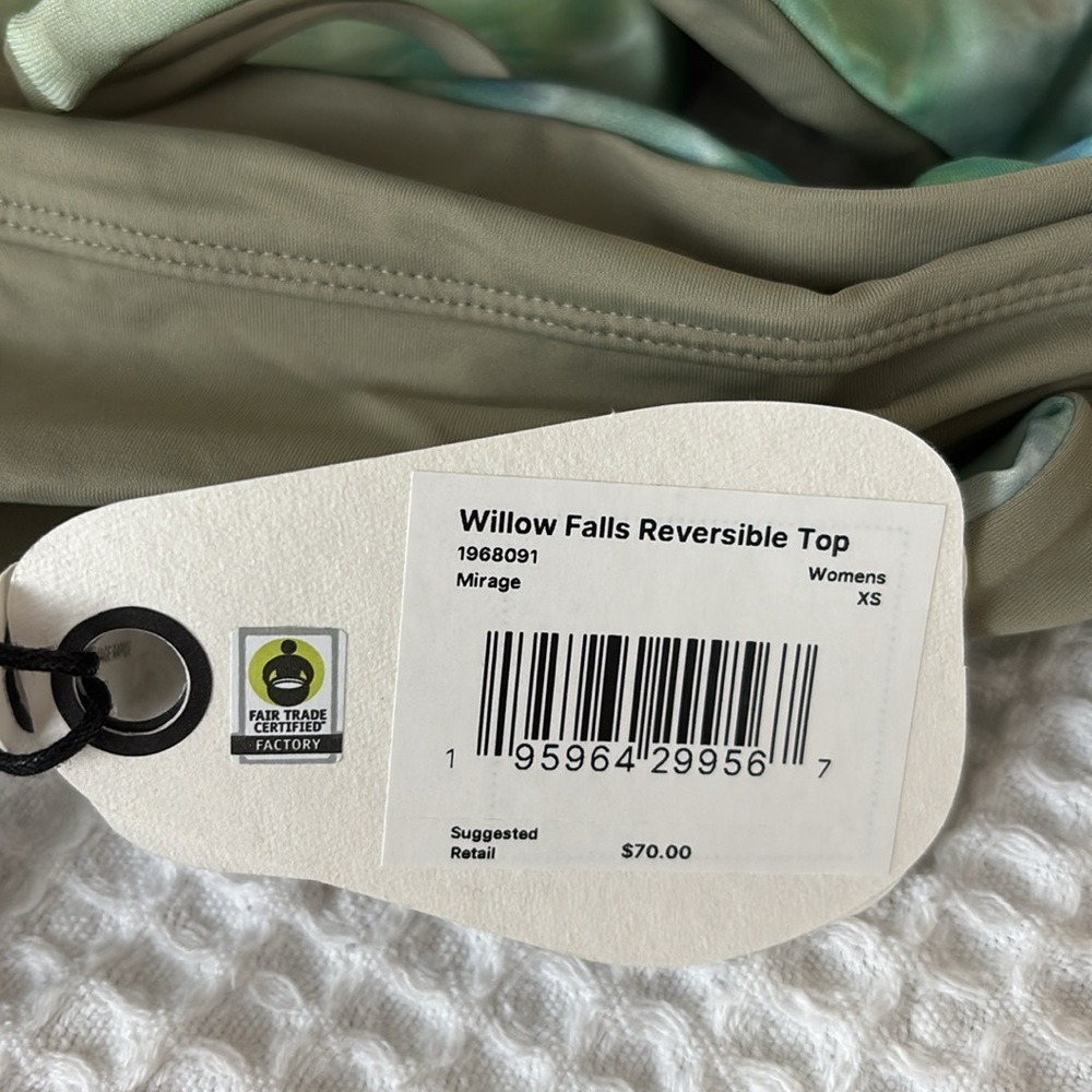 NWT Prana Blue Green tie dye Bikini Top Willow Falls Reversible Swim Sporty - Picture 9 of 10